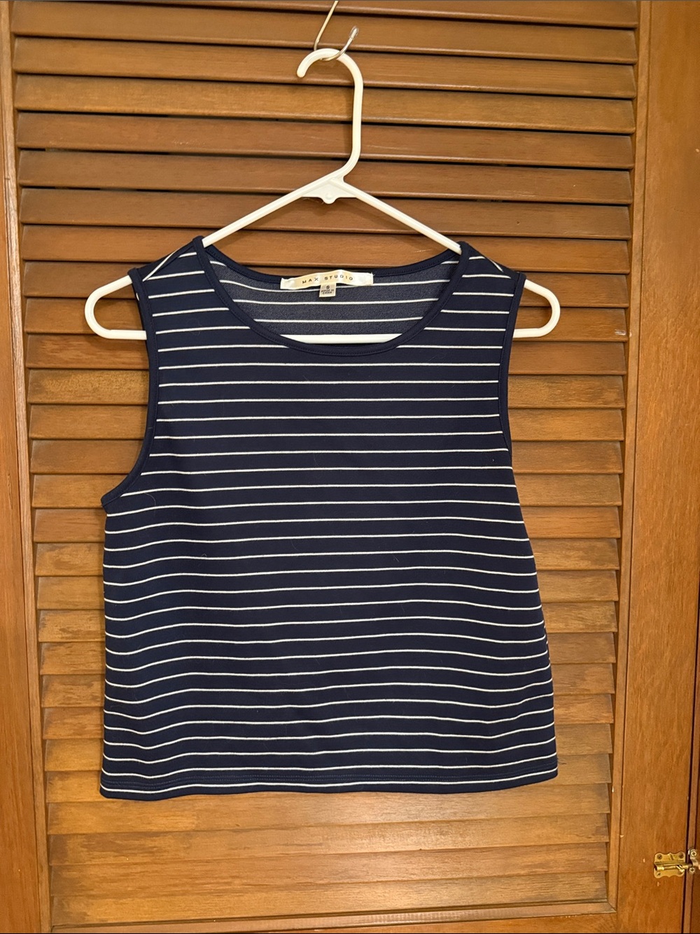 Max Studio Navy & White Striped Sleeveless Tank
